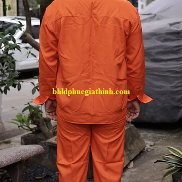 Quần áo bảo hộ màu cam vải kaki chéo 2-1 poly cao cấp