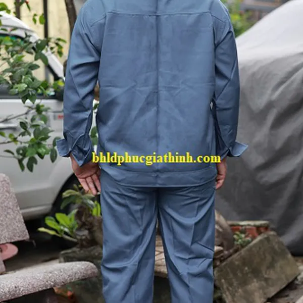 Quần áo bảo hộ màu xám bưu điện vải kaki chéo 2-1 poly cao cấp