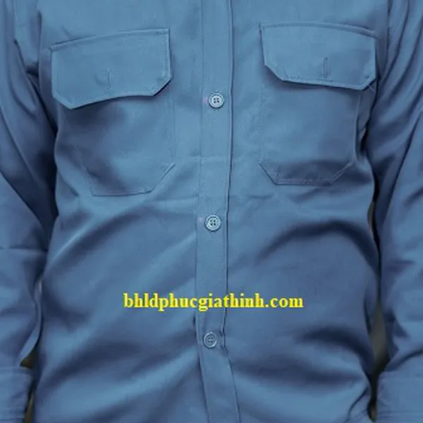 Quần áo bảo hộ màu xám bưu điện vải kaki chéo 2-1 poly cao cấp