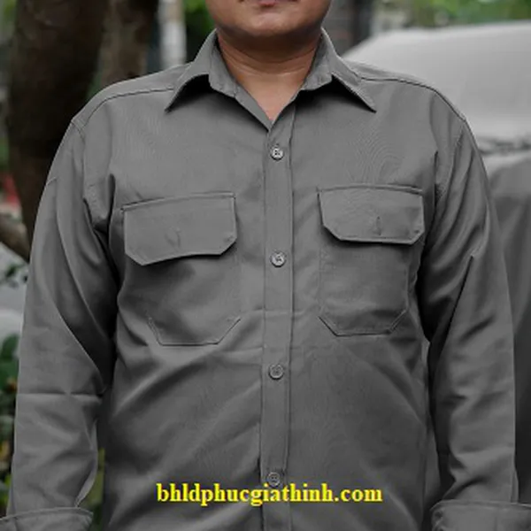 Quần áo bảo hộ màu xám chì vải kaki chéo 2-1 poly cao cấp