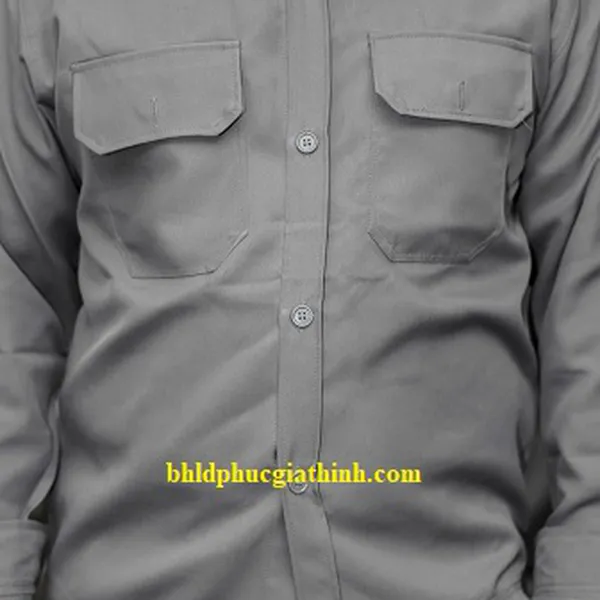 Quần áo bảo hộ màu xám chì vải kaki chéo 2-1 poly cao cấp
