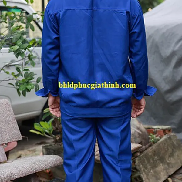 Quần áo bảo hộ màu xanh bích vải kaki chéo 2-1 poly cao cấp