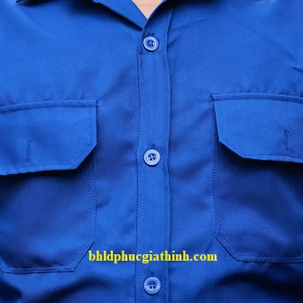 Quần áo bảo hộ màu xanh bích vải kaki chéo 2-1 poly cao cấp