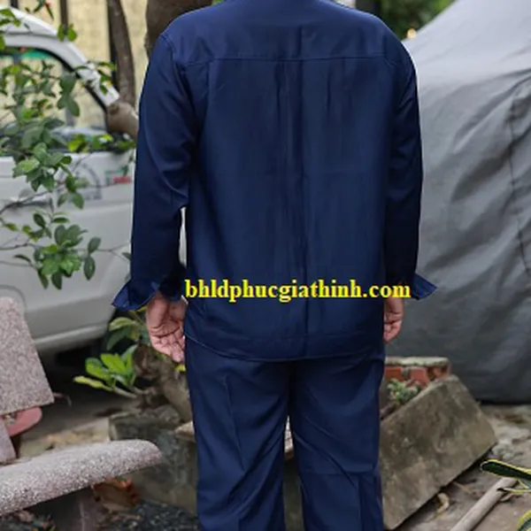 Quần áo bảo hộ màu xanh đen vải kaki chéo 2-1 poly cao cấp