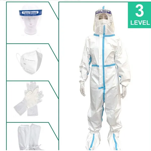 Bộ quần áo y tế phòng dịch dùng 1 lần chất liệu vải không dệt chống thấm có lớp phủ PE
