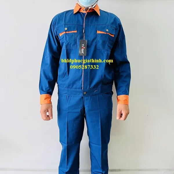 Quần áo bảo hộ phối màu Tinba vải Păngrim Hàn Quốc cho nhân viên bảo trì