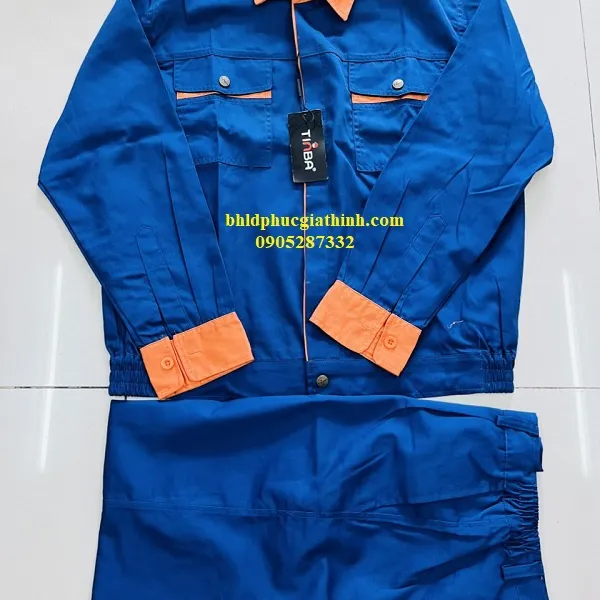 Quần áo bảo hộ phối màu Tinba vải Păngrim Hàn Quốc cho nhân viên bảo trì