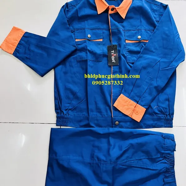 Quần áo bảo hộ phối màu Tinba vải Păngrim Hàn Quốc cho nhân viên bảo trì