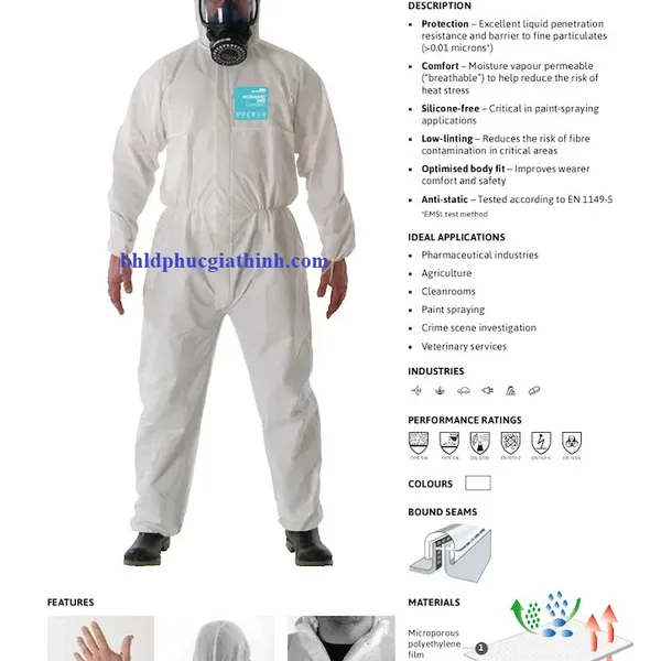 Quần áo chống hoá chất chuyên dụng Ansell Alphatec 2000