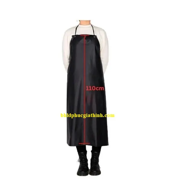 Tạp dề PVC chống hoá chất chống dầu chống Axit màu đen kích thước 110cm*80cm