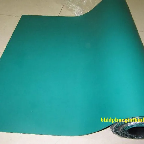 Thảm cao su 2 lớp chống tĩnh điện kích thước 1.2m x 10m x 2mm màu xanh