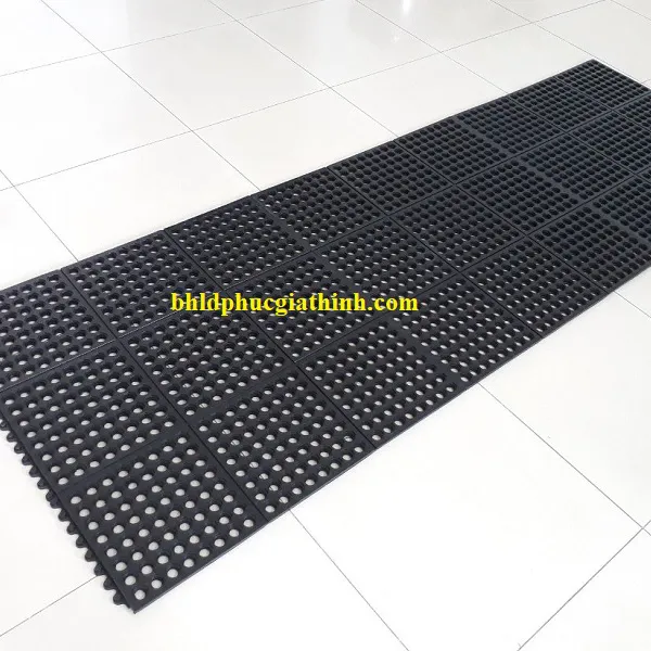 Thảm cao su lót sàn chống trơn trượt kích thước 91x91x1.2cm màu đen