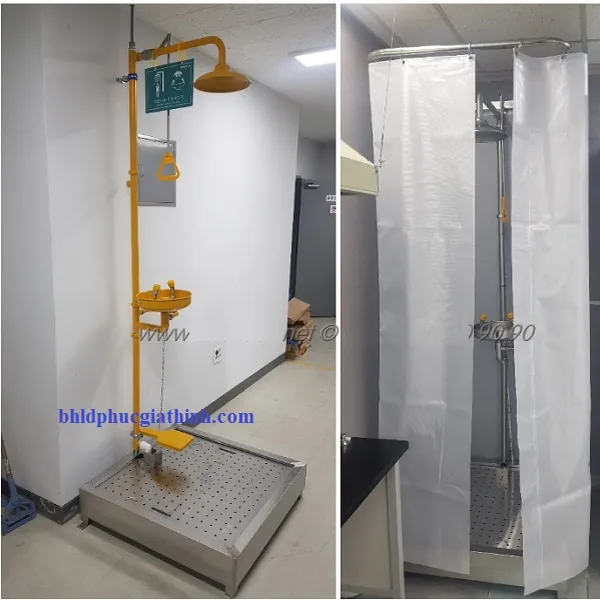Thiết bị rửa mắt và tắm khẩn cấp Runwangda WJH0358A-1 chất liệu Inox 304 chống rỉ sét
