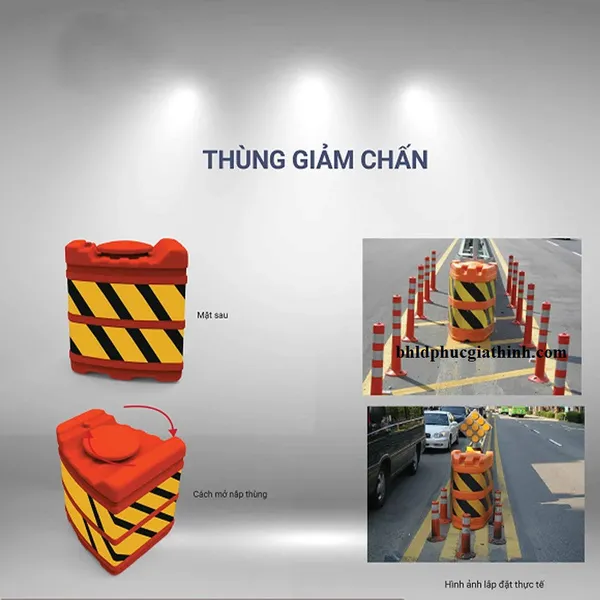 Thùng giảm chấn HDPE cỡ nhỏ kích thước L600 x W450 x H800 mm