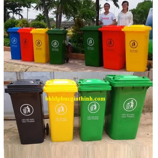 Thùng rác nhựa HDPE 120L trọng lượng 8.2kg có bánh xe