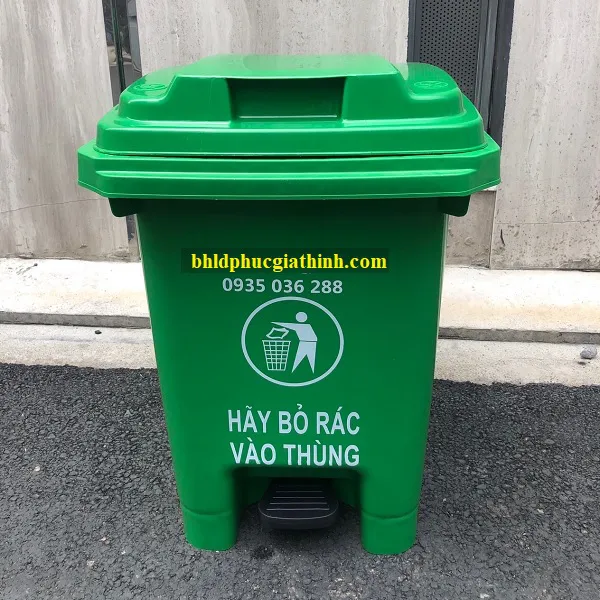 Thùng rác nhựa HDPE 60L chân đạp siêu bền
