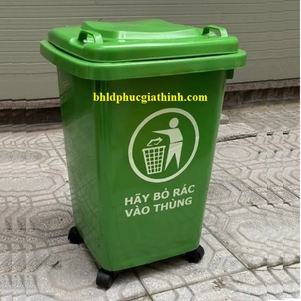 Thùng rác nhựa HDPE 60L có 4 bánh xe