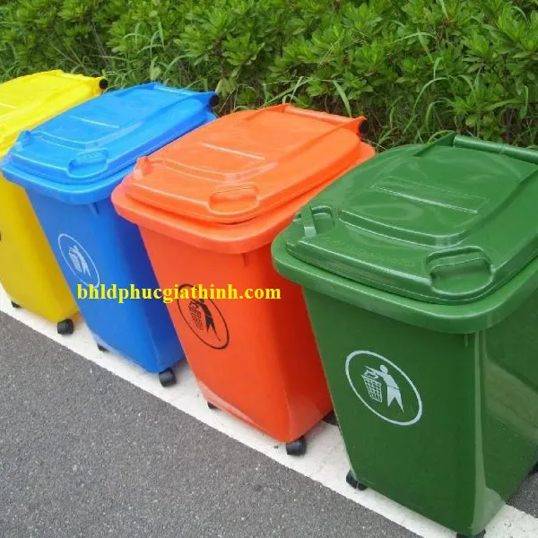 Thùng rác nhựa HDPE 60L có 4 bánh xe