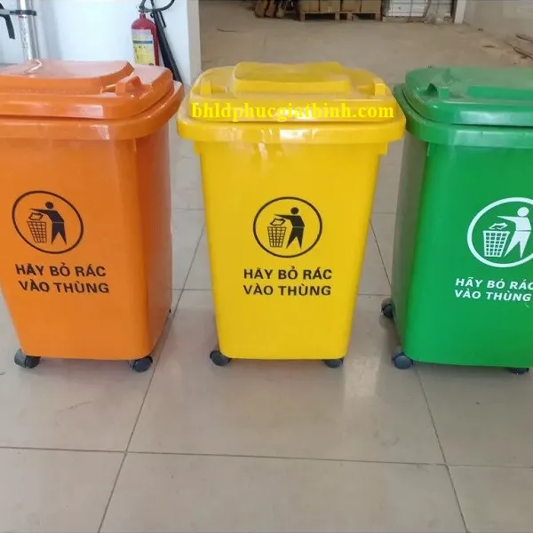 Thùng rác nhựa HDPE 60L có 4 bánh xe