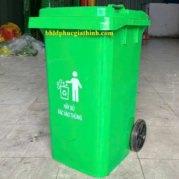 Thùng rác nhựa HDPE nguyên sinh 100L có nắp đậy và bánh xe