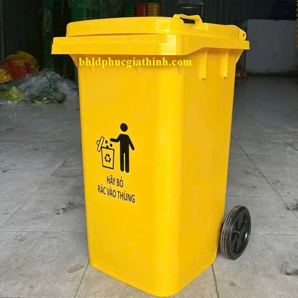 Thùng rác nhựa HDPE nguyên sinh 100L có nắp đậy và bánh xe