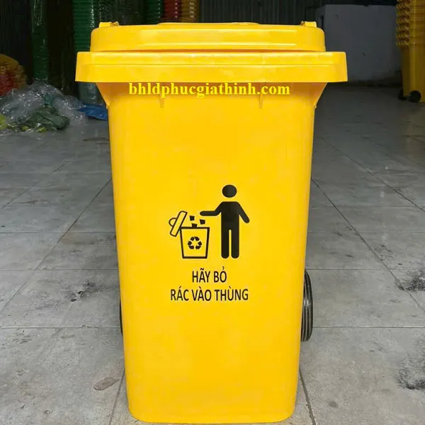 Thùng rác nhựa HDPE nguyên sinh 100L có nắp đậy và bánh xe