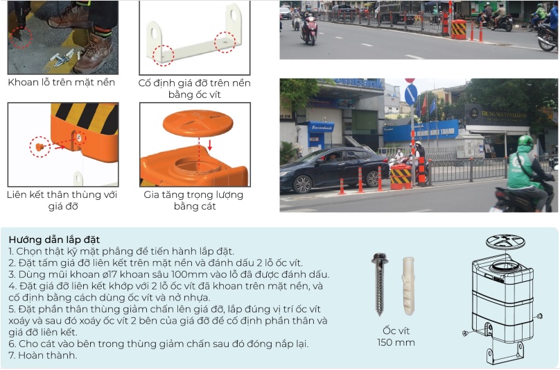 Thùng giảm chấn HDPE cỡ nhỏ kích thước L600 x W450 x H800 mm