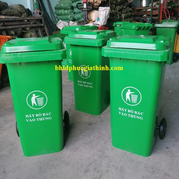 Thùng rác nhựa HDPE 120L trọng lượng 8.2kg có bánh xe