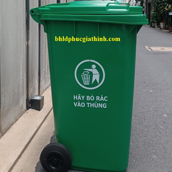 Thùng rác nhựa HDPE 240L trọng lượng 15kg siêu bền
