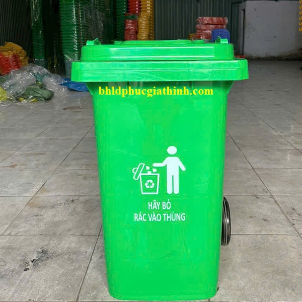 Thùng rác nhựa HDPE nguyên sinh 100L có nắp đậy và bánh xe