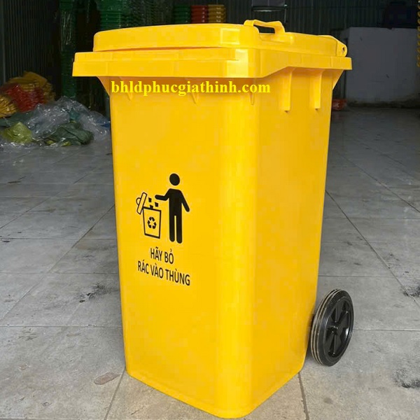 Thùng rác nhựa HDPE nguyên sinh 100L có nắp đậy và bánh xe