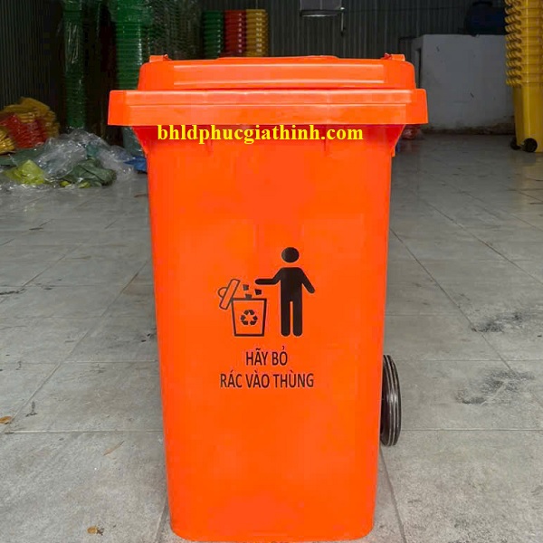 Thùng rác nhựa HDPE nguyên sinh 100L có nắp đậy và bánh xe