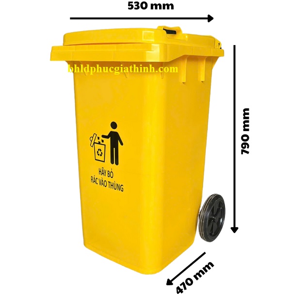 Thùng rác nhựa HDPE nguyên sinh 100L có nắp đậy và bánh xe