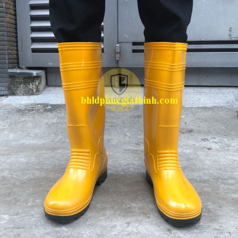 Ủng bảo hộ PVC Tân Quyền Phát thân vàng đế đen TQP- 6801 cao 38cm