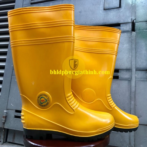 Ủng bảo hộ PVC Tân Quyền Phát thân vàng đế đen TQP- 6801 cao 38cm