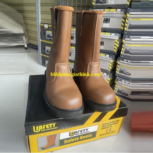 Ủng da bảo hộ mũi thép đế thép Usafety US-SLB-102B chính hãng