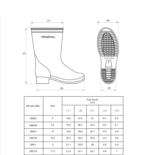 Ủng PVC trắng vàng 287 Thuỳ Dương