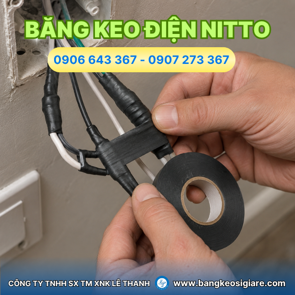 Băng keo cao su non Nitto No.15 chống nước cách điện giá sỉ Băng keo điện nitto quấn được dây điện đảm bảo an toàn