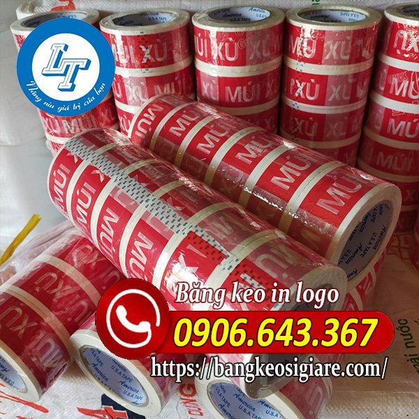cơ sở băng keo in logo theo yêu cầu với giá rẻ Băng keo in logo múi xù