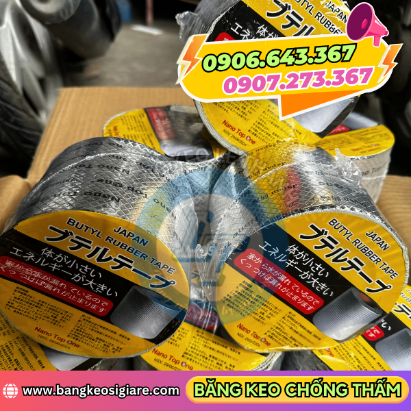 Băng keo chống dột in chữ nano top one bọc nilon từng cuộn Băng keo chống dột in chữ nano top one bọc nilon từng cuộn
