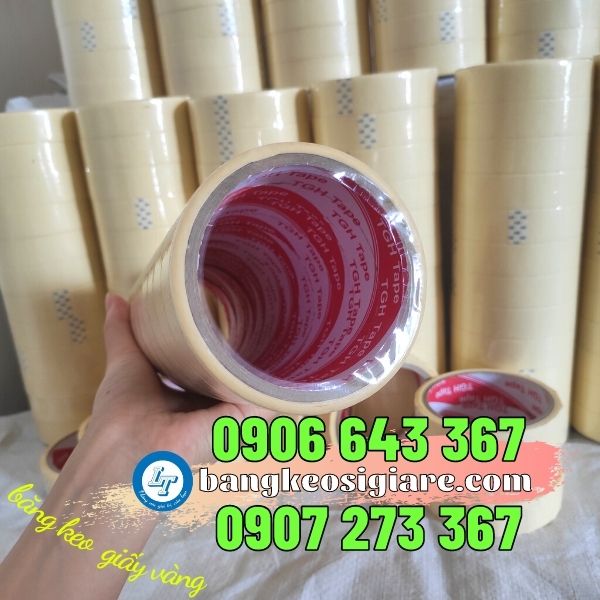 tìm nguồn cung cấp băng keo giấy vàng loại 2F4, 4F8 băng dính giấy vàng