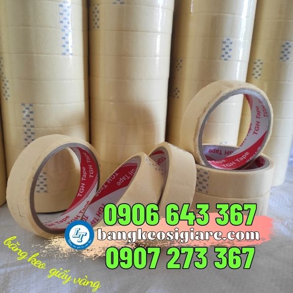 tìm nguồn cung cấp băng keo giấy vàng loại 2F4, 4F8 băng keo giấy vàng