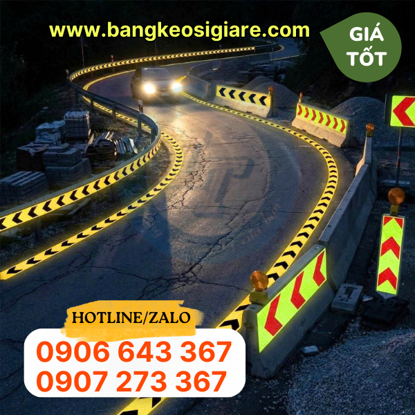Băng keo phản quang giá sỉ Băng keo phản quang dán dọc tuyến đường cua nguy hiểm
