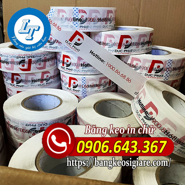 Băng keo in chữ trên nền trắng Băng keo in chữ trên nền trắng