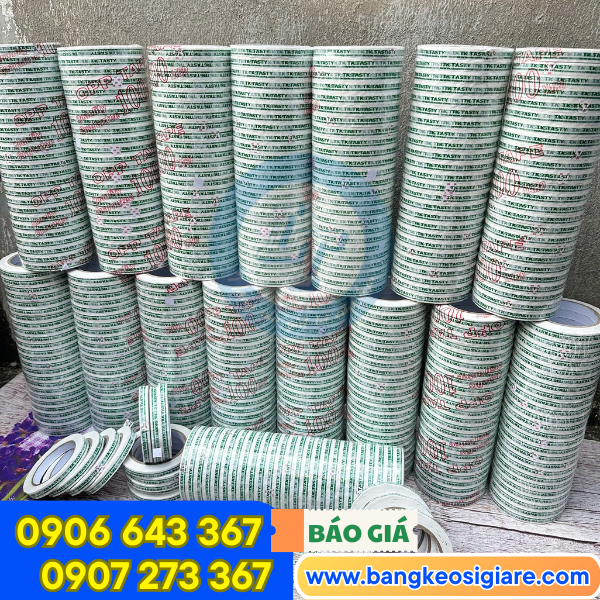 Băng keo in logo 1f2 1 cây 25 cuộn Băng keo in logo 1f2 1 cây 25 cuộn
