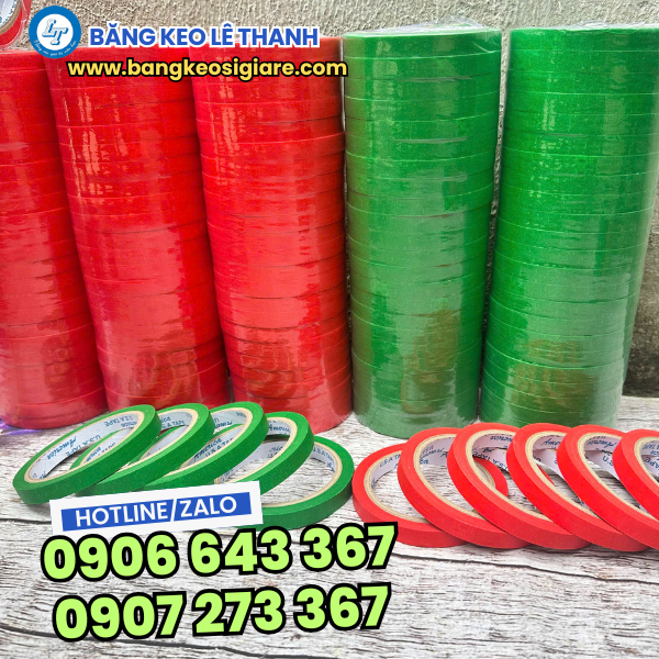 Băng keo giấy màu 1f2 đóng thành 24 cuộn/cây Băng keo giấy màu 1f2 đóng thành 24 cuộn/cây