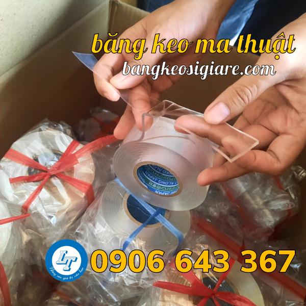 băng keo ma thuật 2 mặt siêu dính đa năng băng dính trong suốt