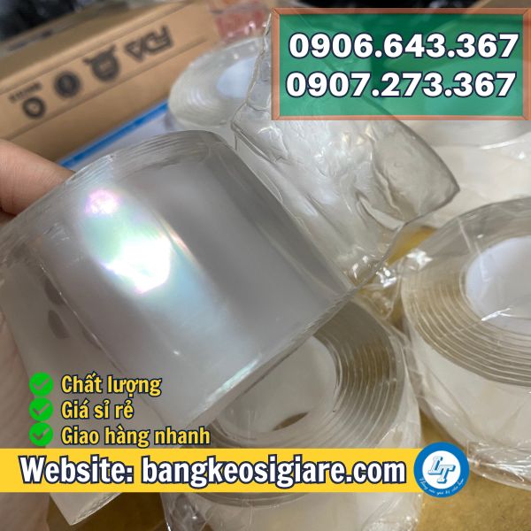 NGUỒN LẤY SỈ BĂNG KEO SIÊU DÍNH 2 MẶT TRONG SUỐT băng keo ma thuật