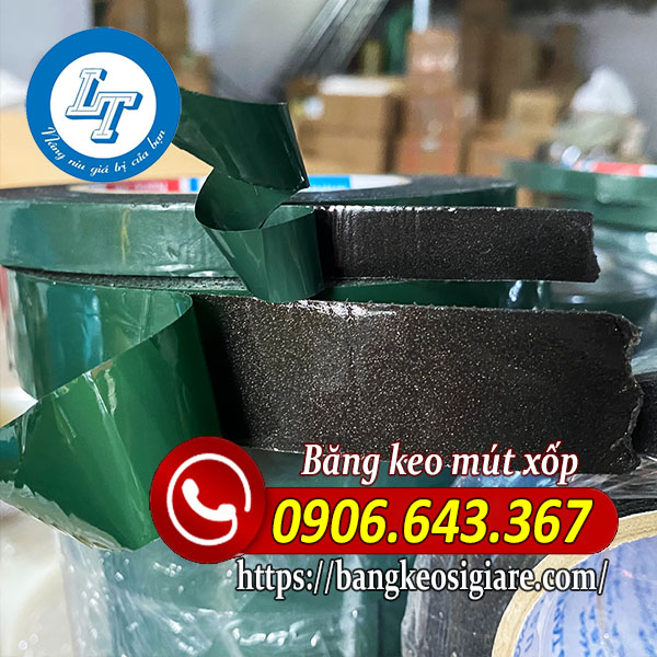 Băng keo mút xốp đen vỏ xanh Băng keo mút xốp đen vỏ xanh