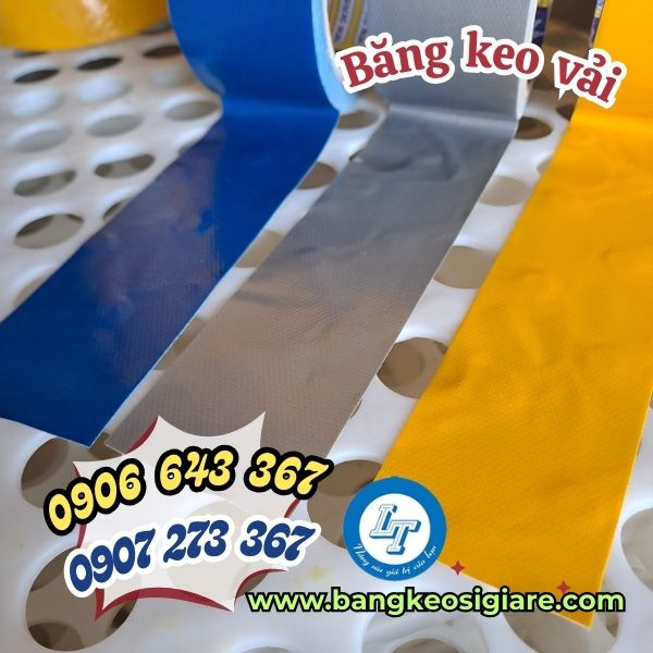 băng keo vải màu xám, màu vàng, màu xanh cuộn 4f8 băng keo vải giá sỉ